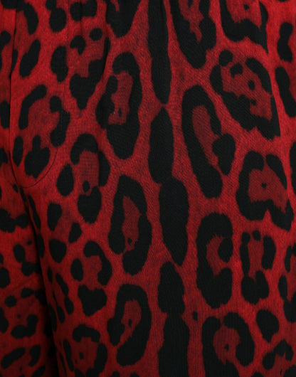 Dolce & Gabbana Red Leopard Print Viscose Bermuda Shorts Dolce & Gabbana