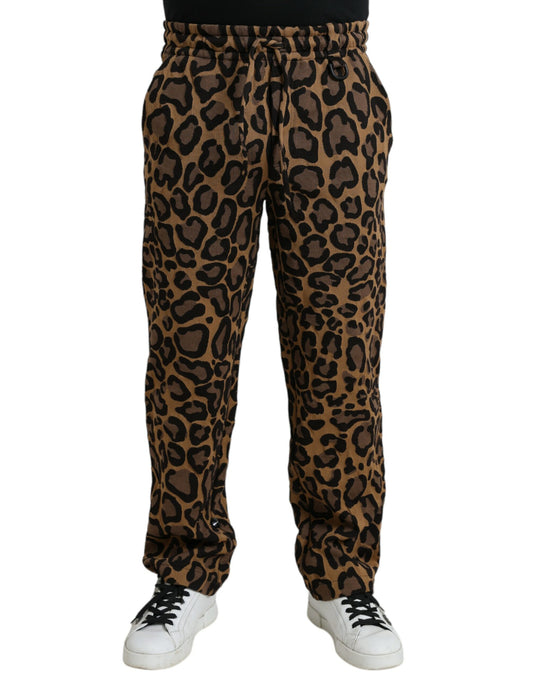 Dolce & Gabbana Brown Leopard Print Polyester Jogger Pants Dolce & Gabbana