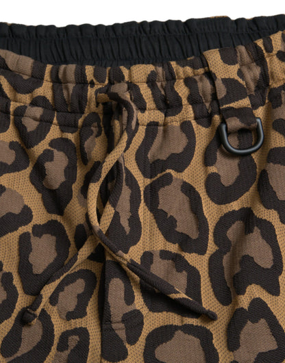 Dolce & Gabbana Brown Leopard Print Polyester Jogger Pants Dolce & Gabbana