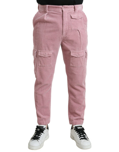 Dolce & Gabbana Pink Corduroy Cotton Stretch Skinny Cargo Jeans Dolce & Gabbana