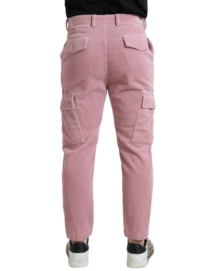 Dolce & Gabbana Pink Corduroy Cotton Stretch Skinny Cargo Jeans Dolce & Gabbana