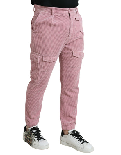 Dolce & Gabbana Pink Corduroy Cotton Stretch Skinny Cargo Jeans Dolce & Gabbana