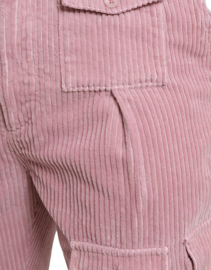 Dolce & Gabbana Pink Corduroy Cotton Stretch Skinny Cargo Jeans Dolce & Gabbana