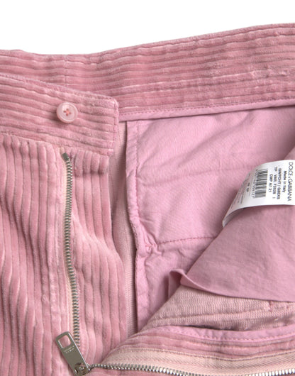 Dolce & Gabbana Pink Corduroy Cotton Stretch Skinny Cargo Jeans Dolce & Gabbana