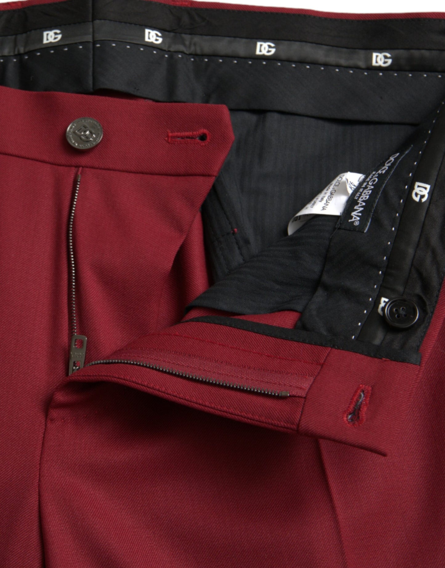 Dolce & Gabbana Red Wool Men Slim Fit Dress Pants Dolce & Gabbana