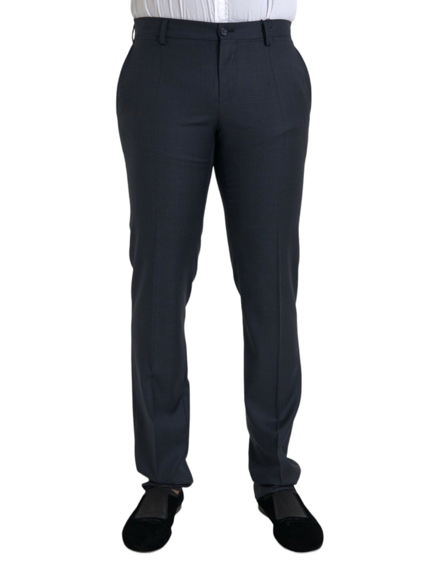 Dolce & Gabbana Blue Wool Men Skinny Dress Pants Dolce & Gabbana