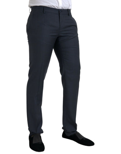 Dolce & Gabbana Blue Wool Men Skinny Dress Pants Dolce & Gabbana