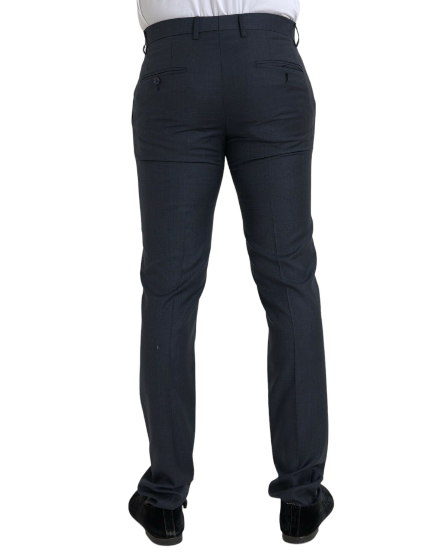 Dolce & Gabbana Blue Wool Men Skinny Dress Pants Dolce & Gabbana