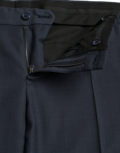 Dolce & Gabbana Blue Wool Men Skinny Dress Pants Dolce & Gabbana