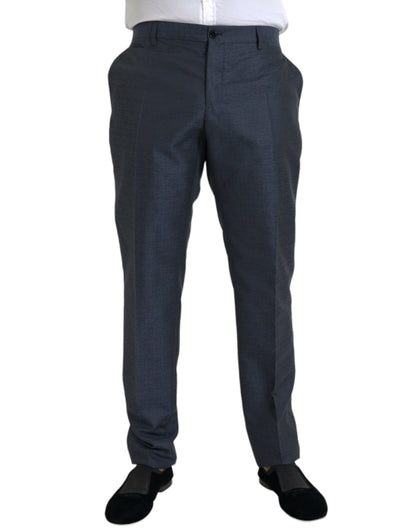 Dolce & Gabbana Blue Wool Men Skinny Dress Pants Dolce & Gabbana