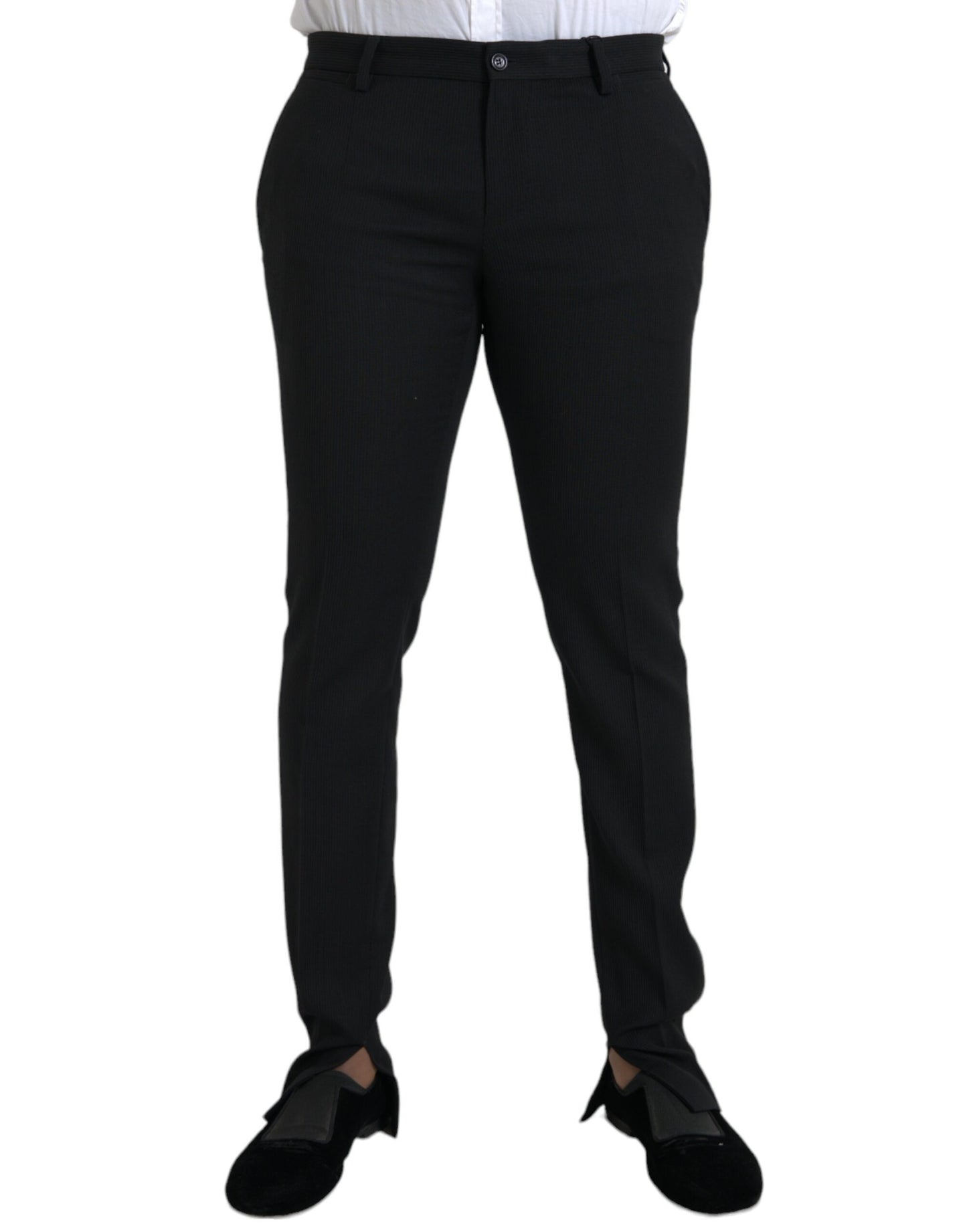 Dolce & Gabbana Black Wool Stretch Men Skinny Pants Dolce & Gabbana