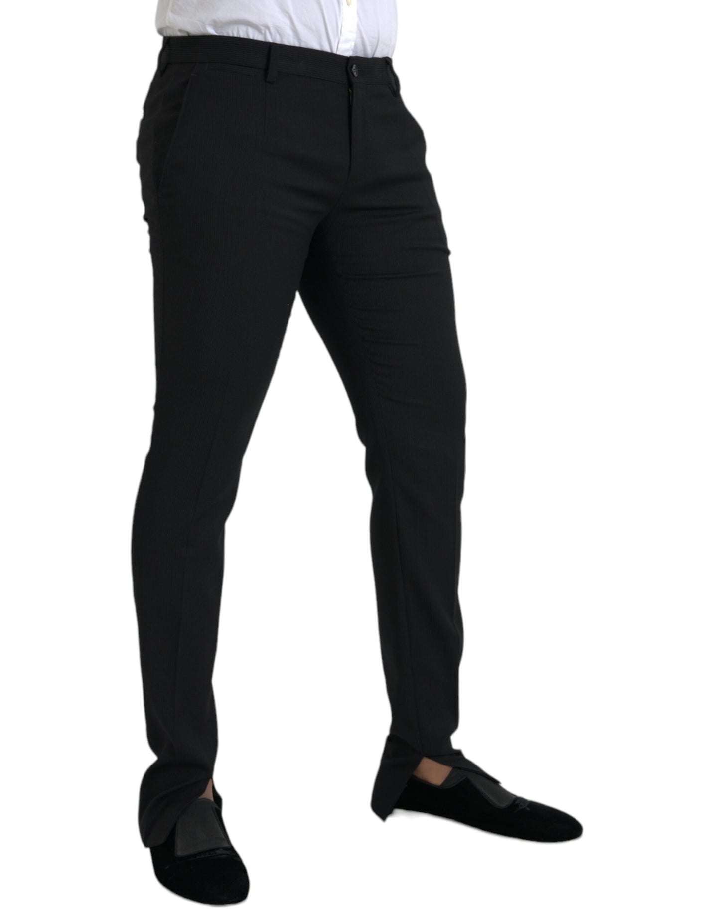 Dolce & Gabbana Black Wool Stretch Men Skinny Pants Dolce & Gabbana