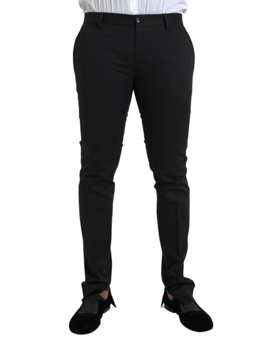 Dolce & Gabbana Black Cotton Stretch Skinny Dress Pants Dolce & Gabbana