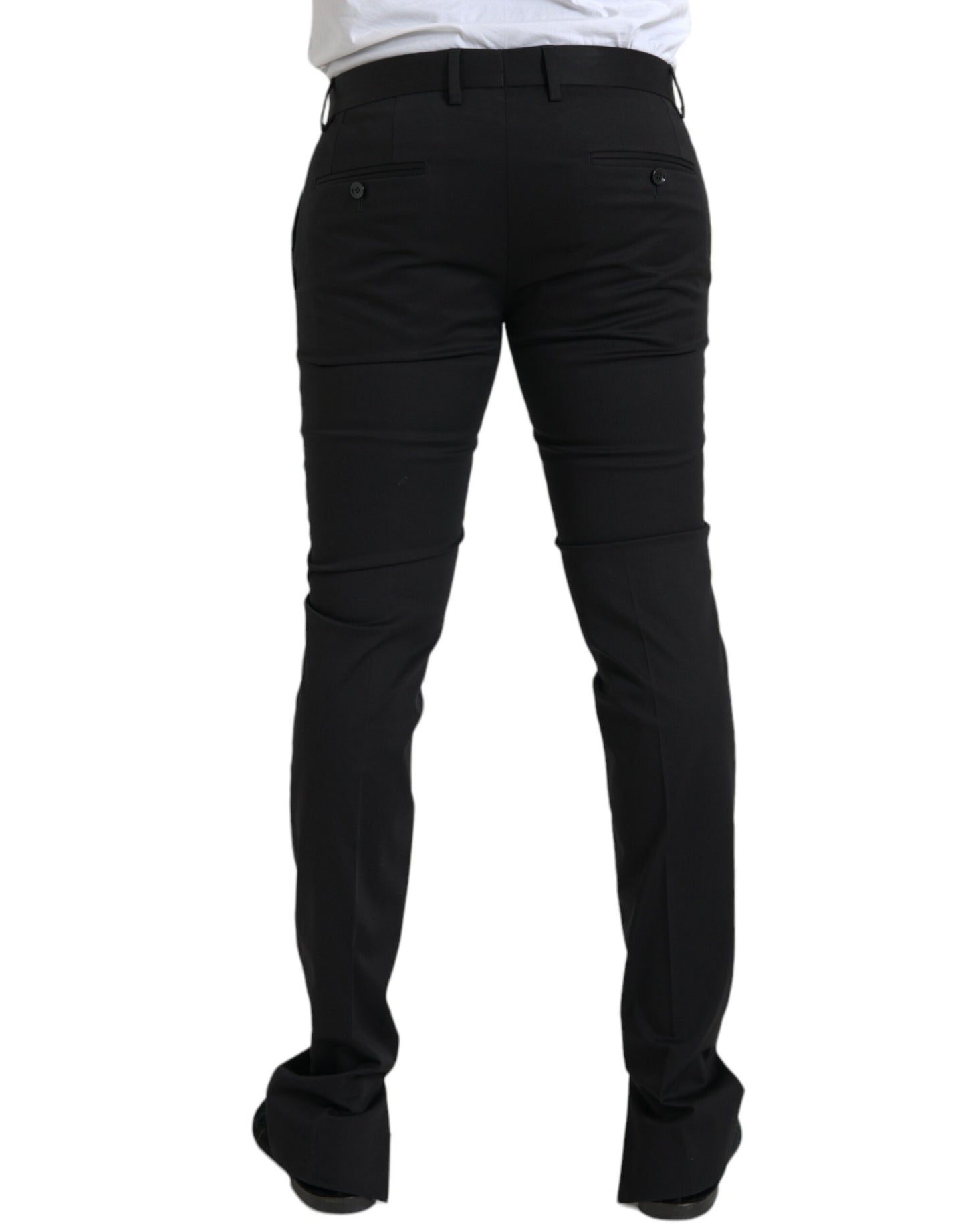 Dolce & Gabbana Black Cotton Stretch Skinny Dress Pants Dolce & Gabbana