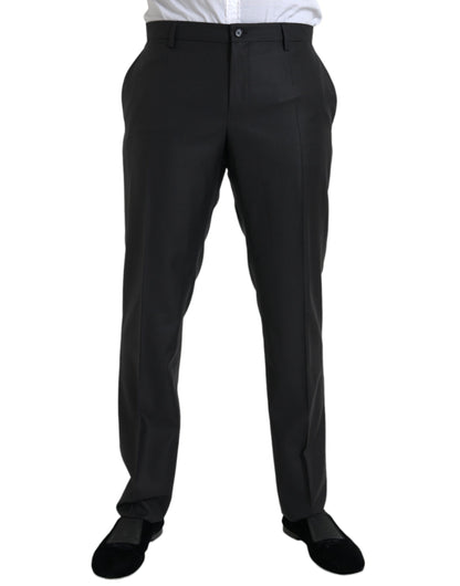 Dolce & Gabbana Black Wool Silk Skinny Dress Pants Dolce & Gabbana