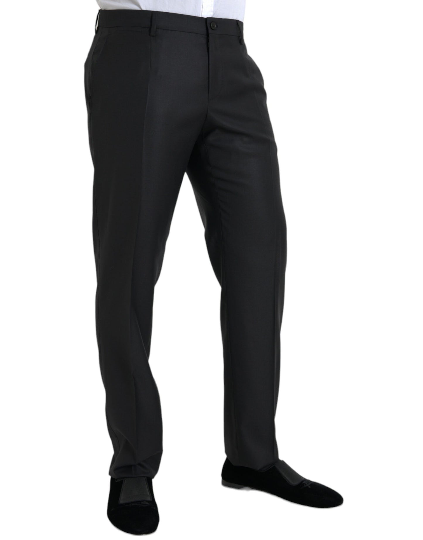 Dolce & Gabbana Black Wool Silk Skinny Dress Pants Dolce & Gabbana