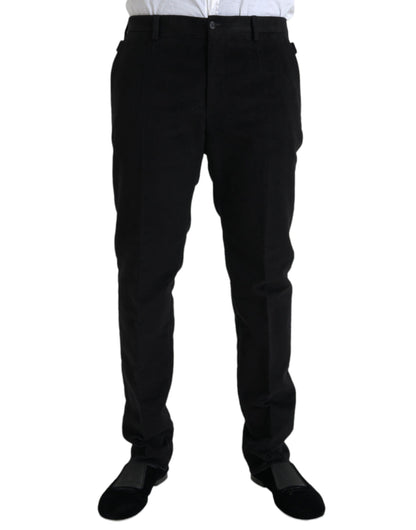 Dolce & Gabbana Black Cotton Velvet Skinny Pants Dolce & Gabbana