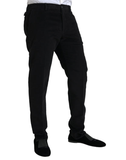 Dolce & Gabbana Black Cotton Velvet Skinny Pants Dolce & Gabbana