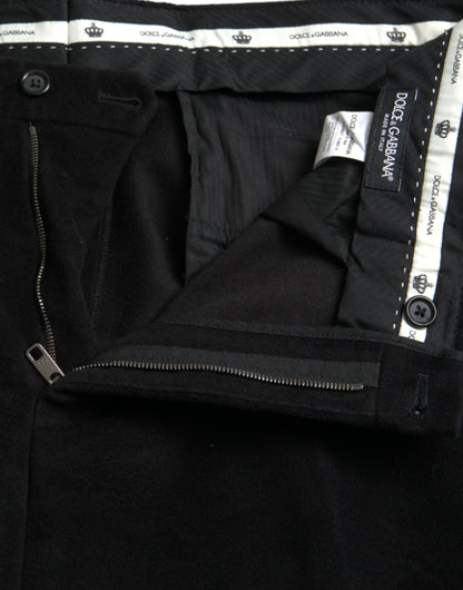 Dolce & Gabbana Black Cotton Velvet Skinny Pants Dolce & Gabbana