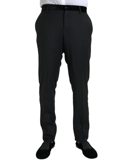 Dolce & Gabbana Black Silk Men Skinny Dress Pants Dolce & Gabbana