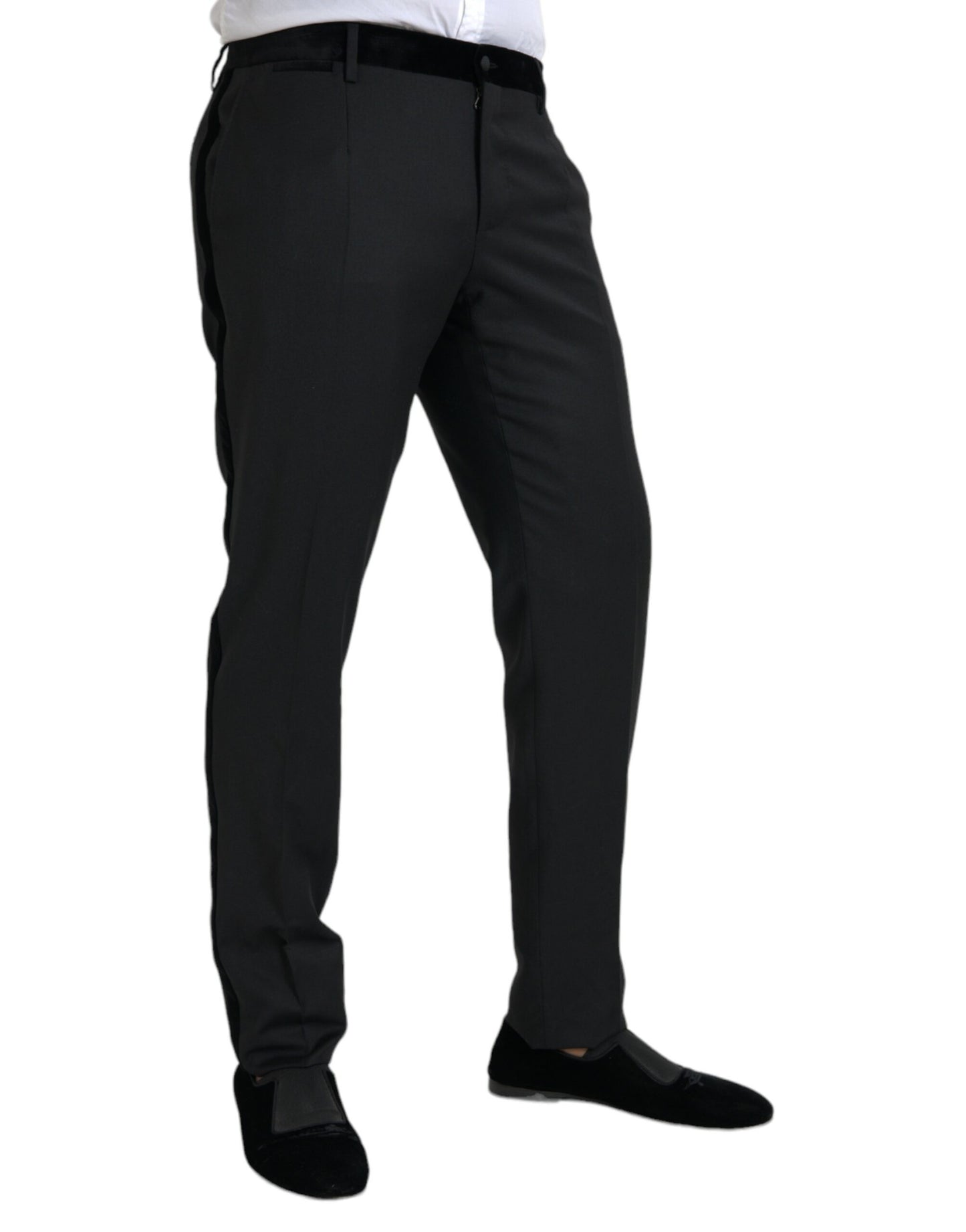 Dolce & Gabbana Black Silk Men Skinny Dress Pants Dolce & Gabbana