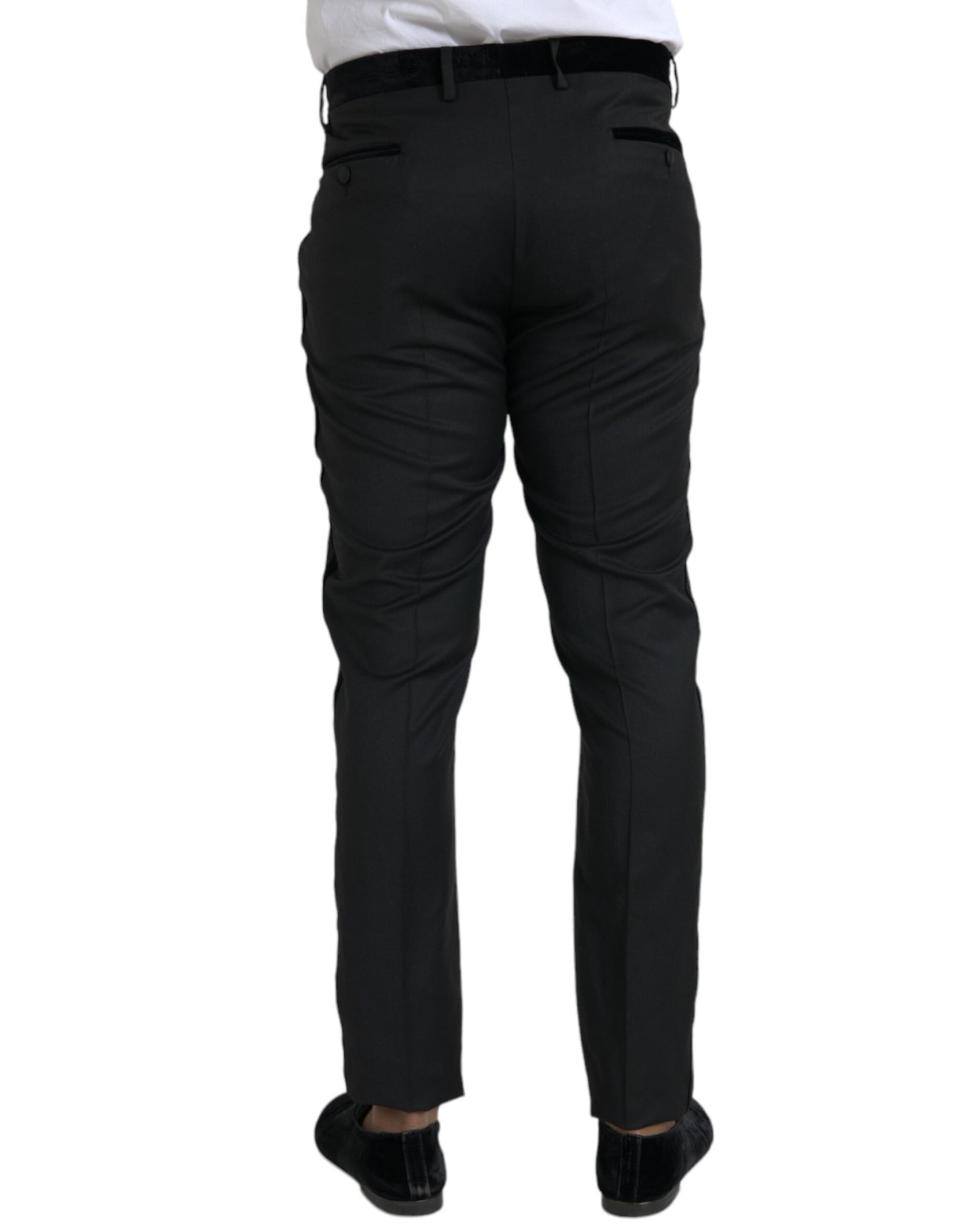 Dolce & Gabbana Black Silk Men Skinny Dress Pants Dolce & Gabbana