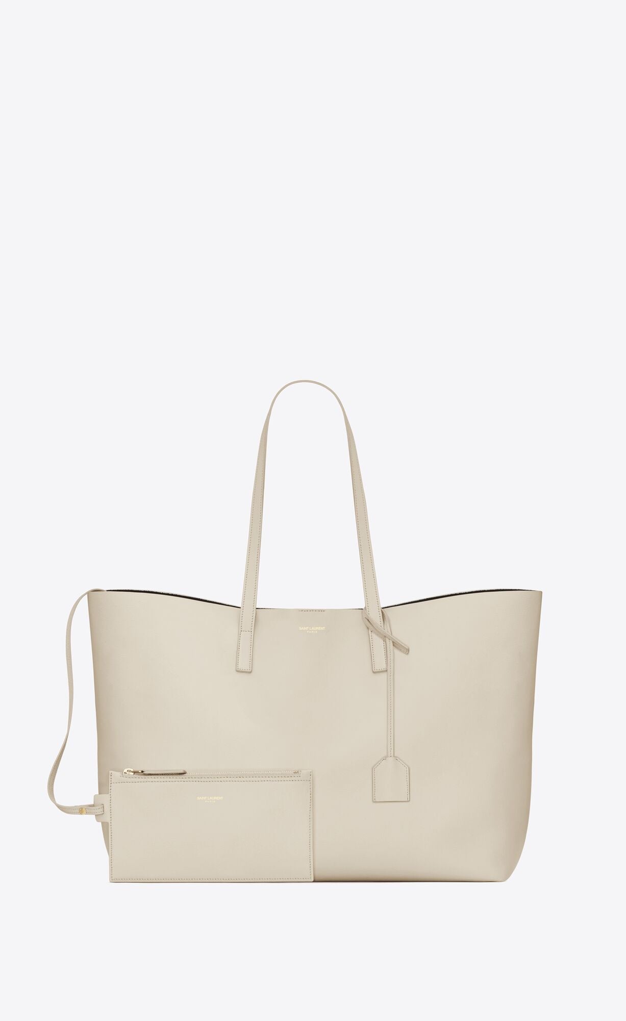 Saint Laurent White Calf Leather Tote Shoulder Bag Saint Laurent