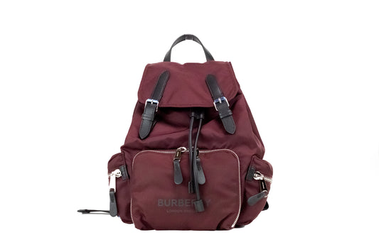 Burberry Medium Burgundy Econyl Nylon Rucksack Drawstring Backpack Bookbag Burberry