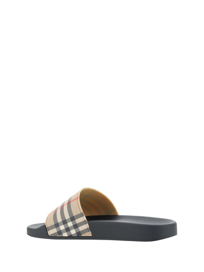 Burberry Brown Rubber Slides Sandals Burberry