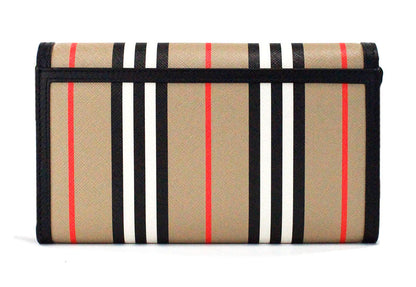 Burberry Hannah Icon Stripe Archive Black E-Canvas Leather Wallet Crossbody Bag Burberry