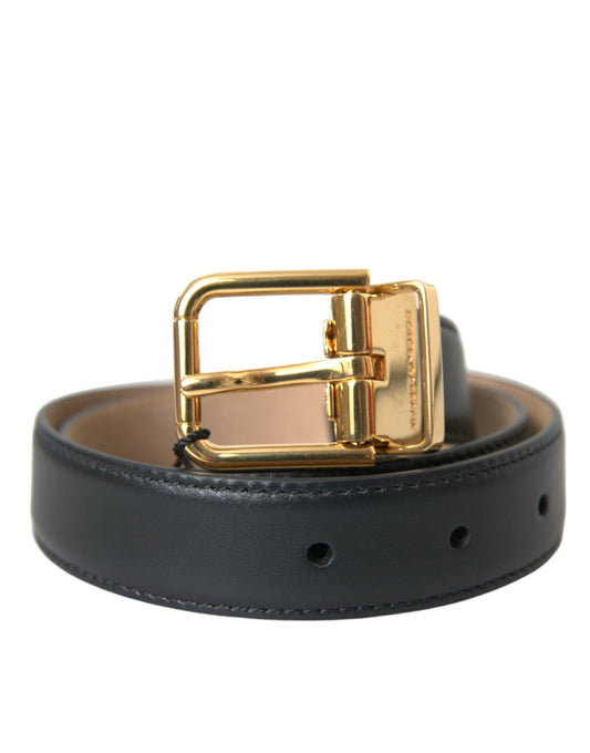 Dolce & Gabbana Black Leather Gold Metal Buckle Belt Men Dolce & Gabbana