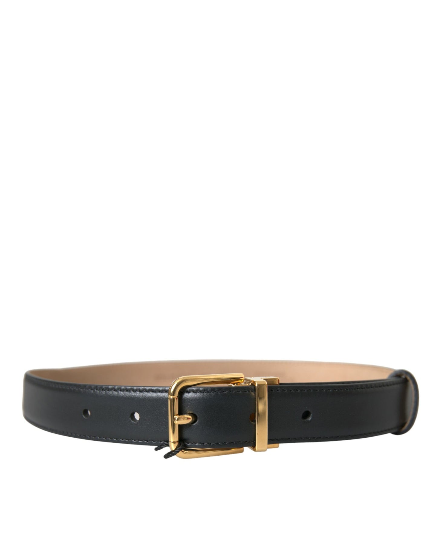 Dolce & Gabbana Black Leather Gold Metal Buckle Belt Men Dolce & Gabbana