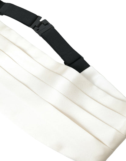 Dolce & Gabbana White Men Wide Waist Silk Belt Cummerbund Dolce & Gabbana