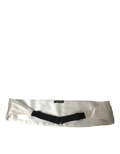 Dolce & Gabbana White Men Wide Waist Silk Belt Cummerbund Dolce & Gabbana