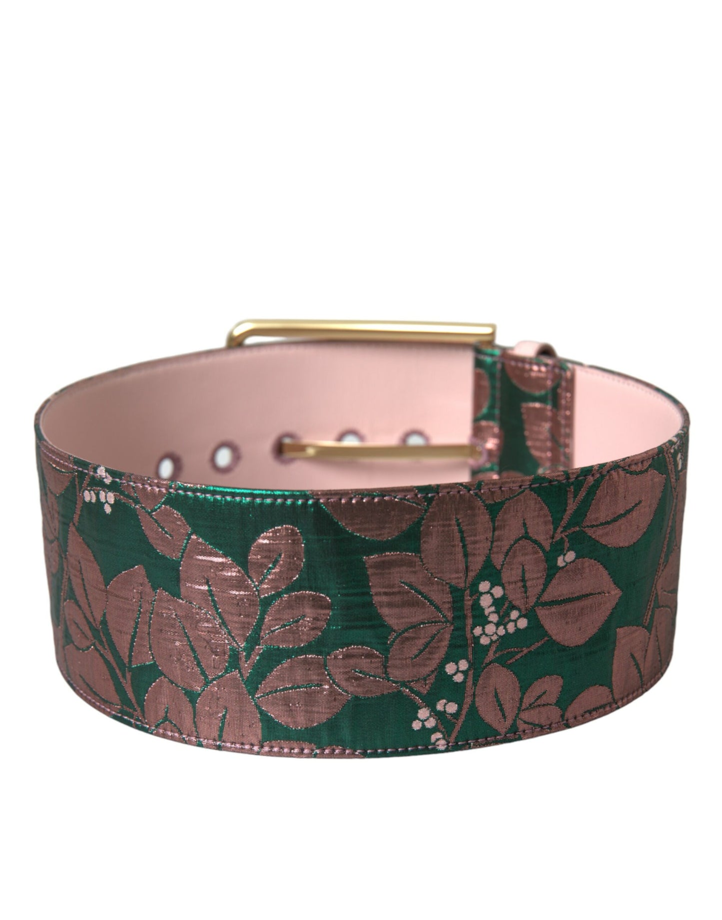 Dolce & Gabbana Multicolor Floral Jacquard Lurex Gold Buckle Belt Dolce & Gabbana