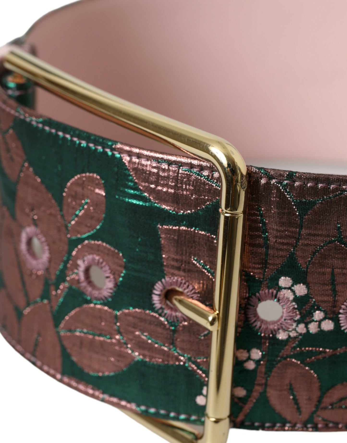 Dolce & Gabbana Multicolor Floral Jacquard Lurex Gold Buckle Belt Dolce & Gabbana