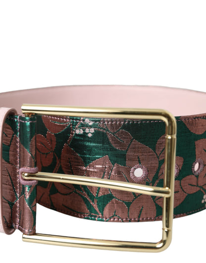 Dolce & Gabbana Multicolor Floral Jacquard Lurex Gold Buckle Belt Dolce & Gabbana