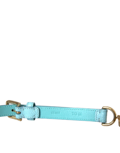 Dolce & Gabbana Light Blue Leather Crystal Chain Waist Belt Dolce & Gabbana