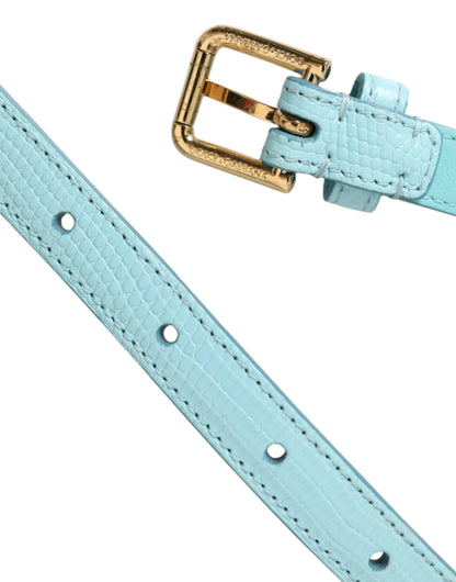 Dolce & Gabbana Light Blue Leather Crystal Chain Waist Belt Dolce & Gabbana