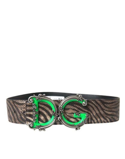 Dolce & Gabbana Brown Zebra Leather Metal Logo Buckle Belt Dolce & Gabbana