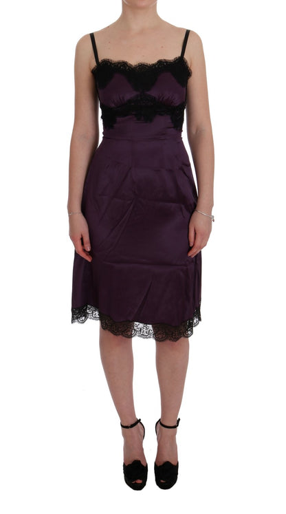 Dolce & Gabbana Elegant Purple Silk Lace Shift Dress Dolce & Gabbana