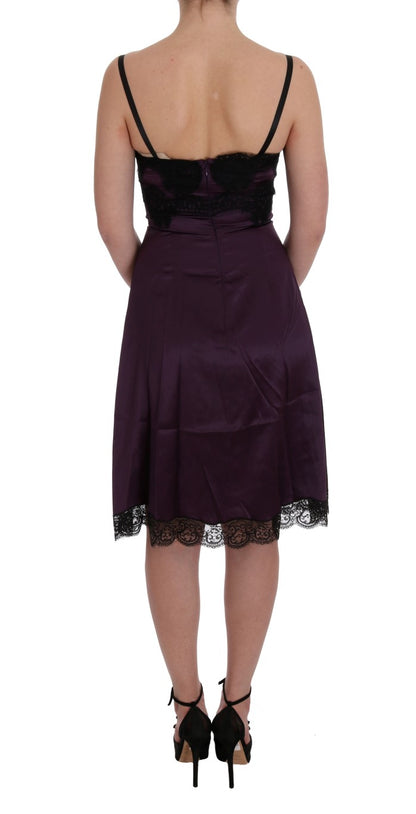 Dolce & Gabbana Elegant Purple Silk Lace Shift Dress Dolce & Gabbana