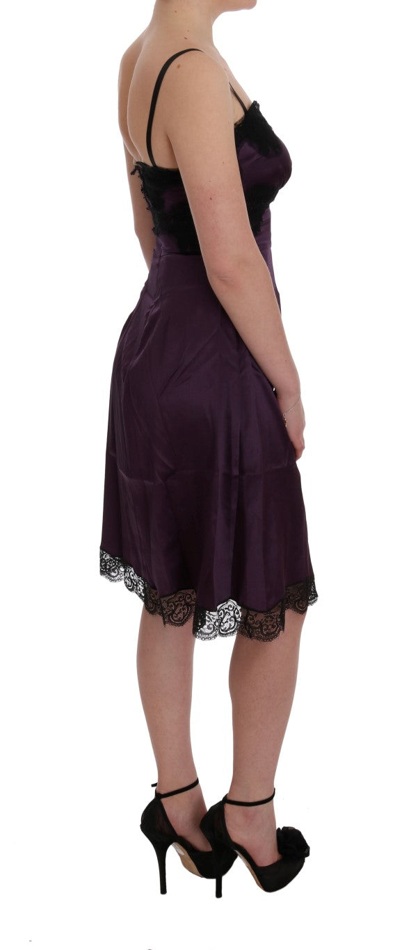 Dolce & Gabbana Elegant Purple Silk Lace Shift Dress Dolce & Gabbana