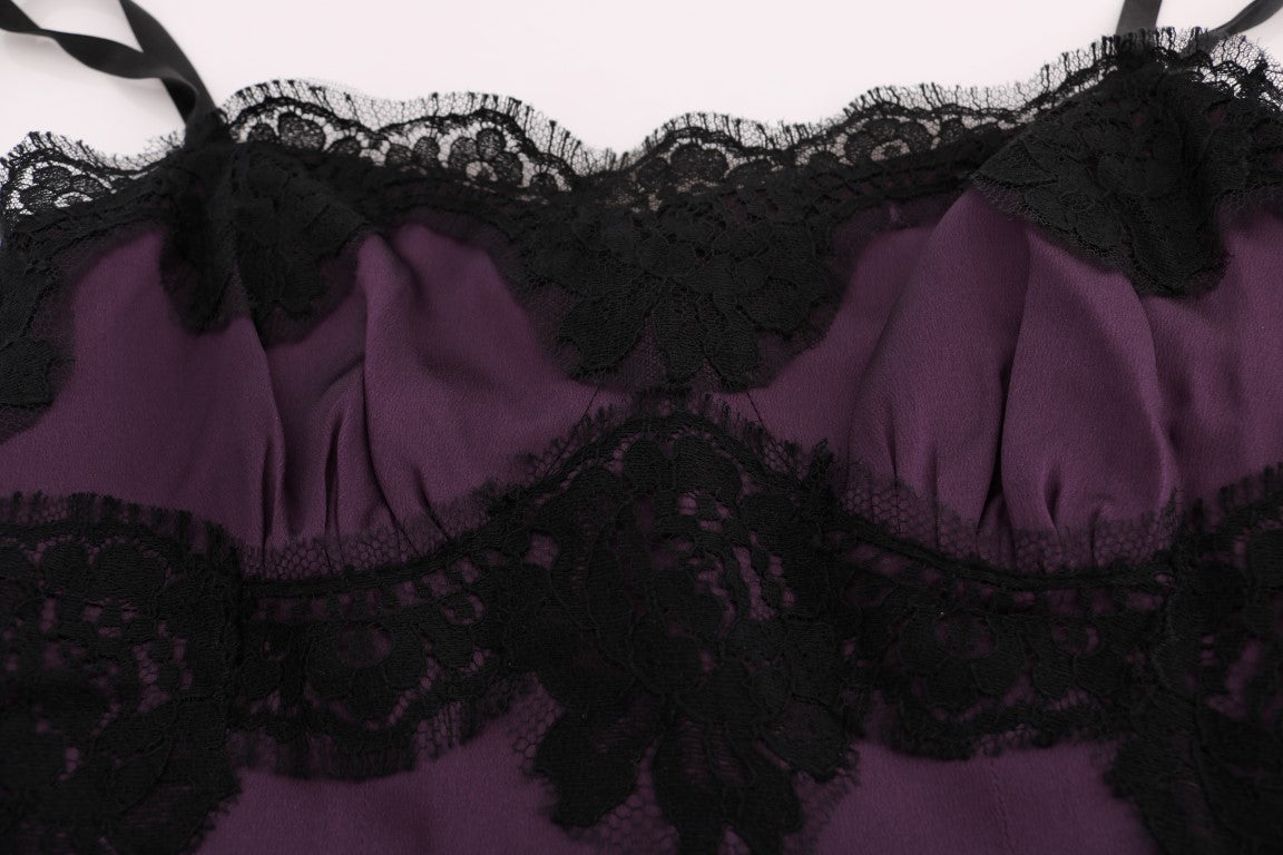 Dolce & Gabbana Elegant Purple Silk Lace Shift Dress Dolce & Gabbana