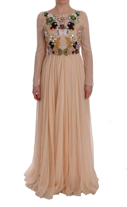 Dolce & Gabbana Elegant Floral Embroidered Silk Maxi Dress Dolce & Gabbana