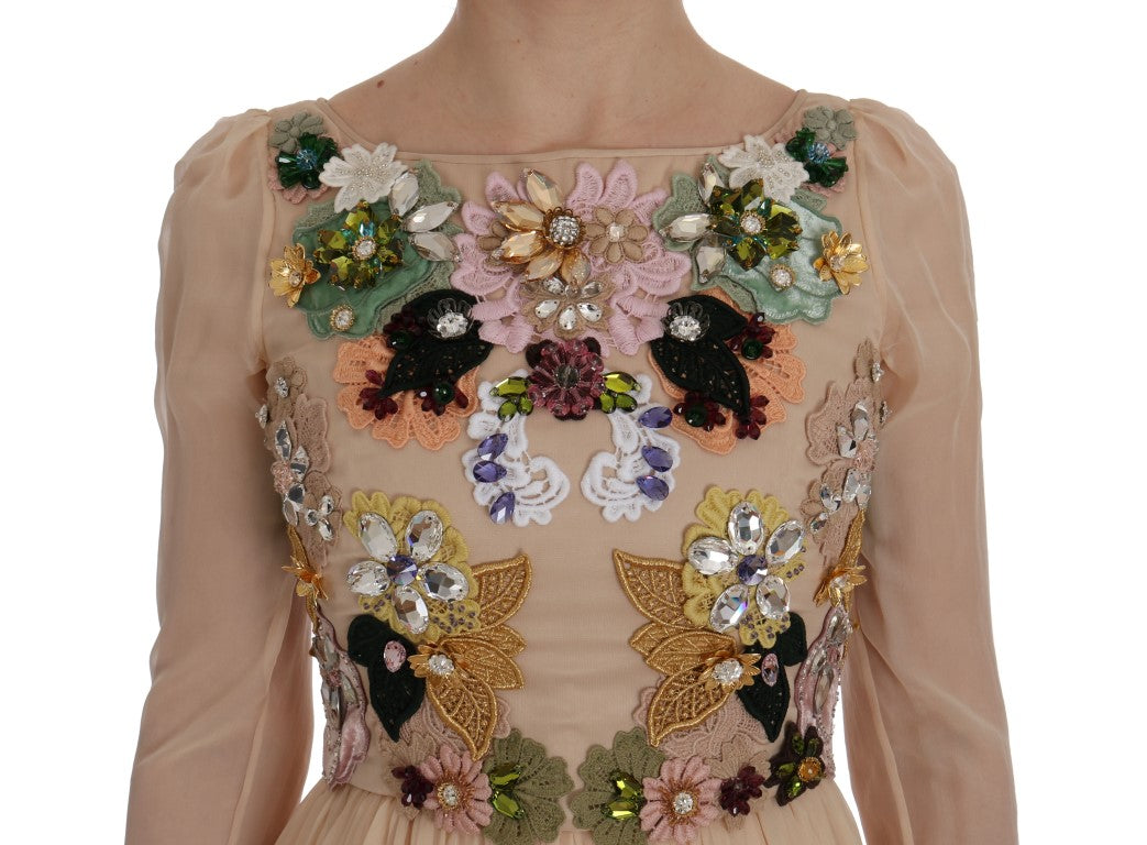 Dolce & Gabbana Elegant Floral Embroidered Silk Maxi Dress Dolce & Gabbana