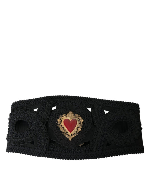 Dolce & Gabbana Black Canvas Embellished Waist Women Belt Dolce & Gabbana