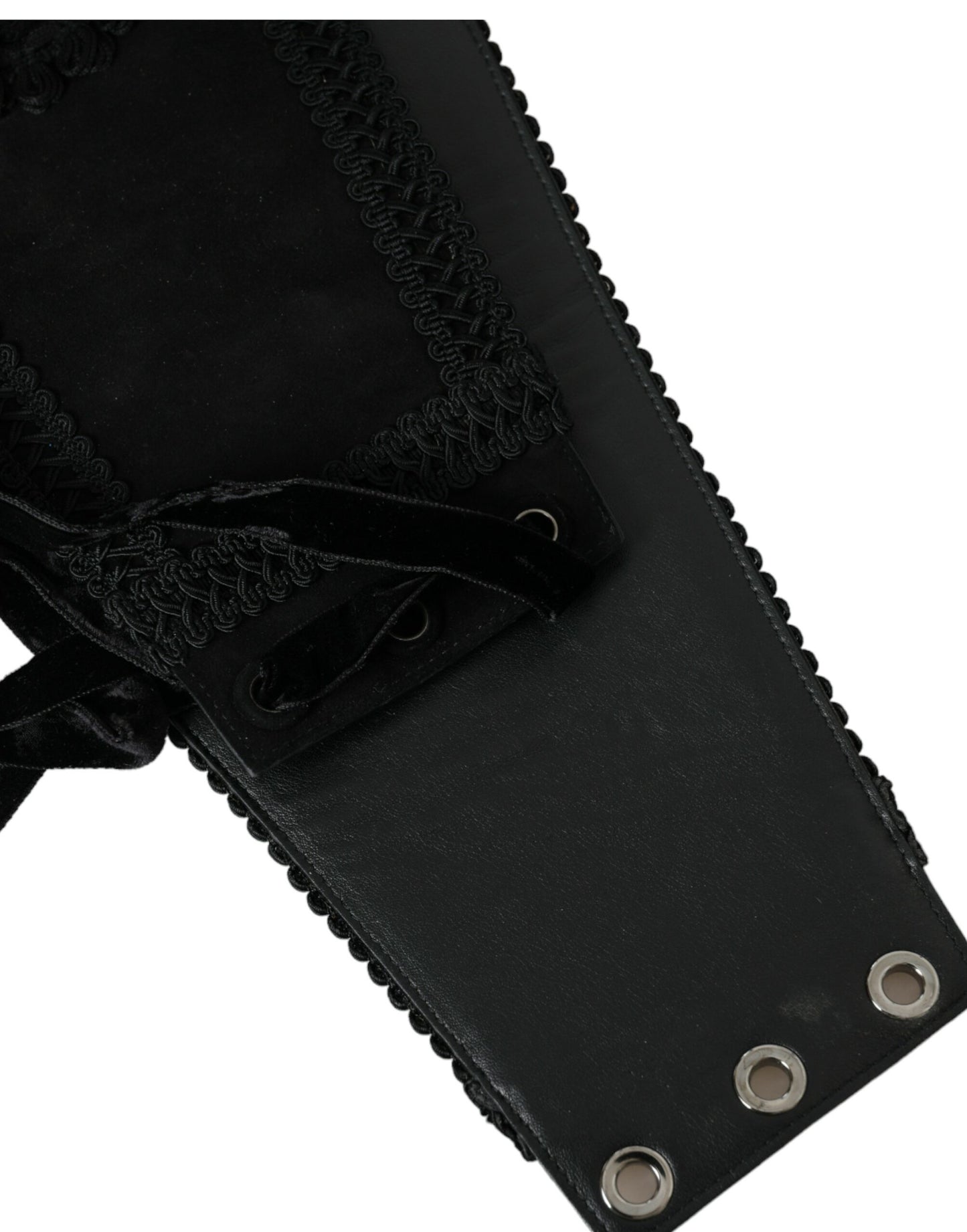 Dolce & Gabbana Black Canvas Embellished Waist Women Belt Dolce & Gabbana