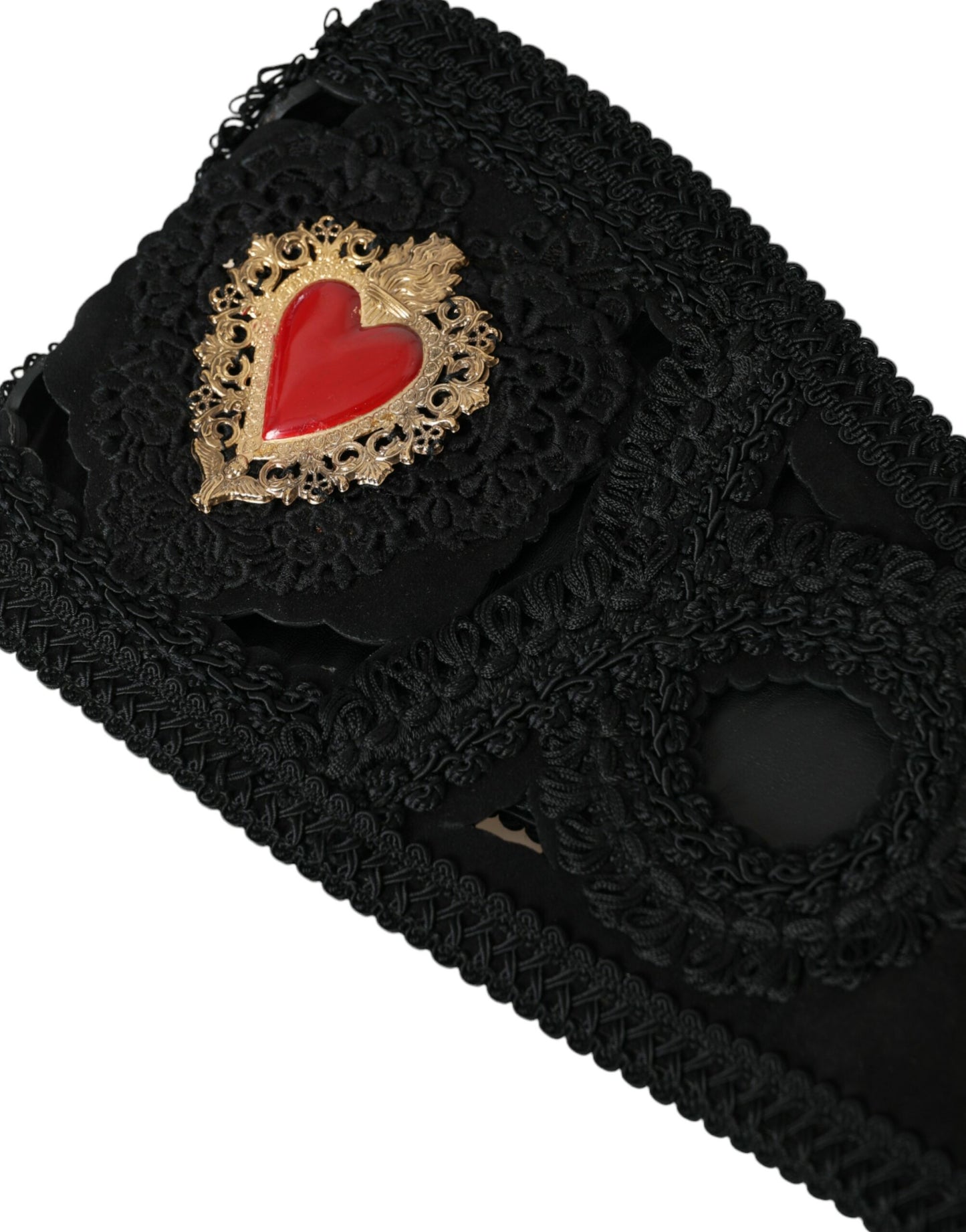 Dolce & Gabbana Black Canvas Embellished Waist Women Belt Dolce & Gabbana