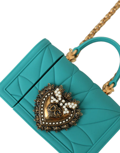 Dolce & Gabbana Turquoise Silicone Devotion Heart Cover Bag Airpods Case Dolce & Gabbana